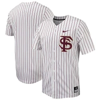 Men's Nike  White/Garnet Florida State Seminoles Pinstripe Replica Full-Button Baseball Jersey