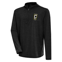 Men's Antigua  Heather Black Columbus Crew Tidy Quarter-Zip Pullover Hoodie