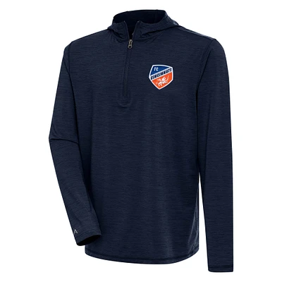 Men's Antigua  Heather Navy FC Cincinnati Tidy Quarter-Zip Pullover Hoodie