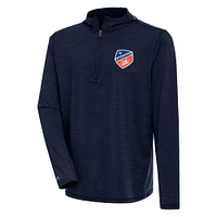 Men's Antigua  Heather Navy FC Cincinnati Tidy Quarter-Zip Pullover Hoodie