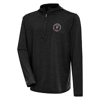 Men's Antigua  Heather Black Inter Miami CF Tidy Quarter-Zip Pullover Hoodie