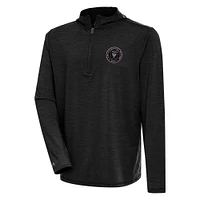Men's Antigua  Heather Black Inter Miami CF Tidy Quarter-Zip Pullover Hoodie