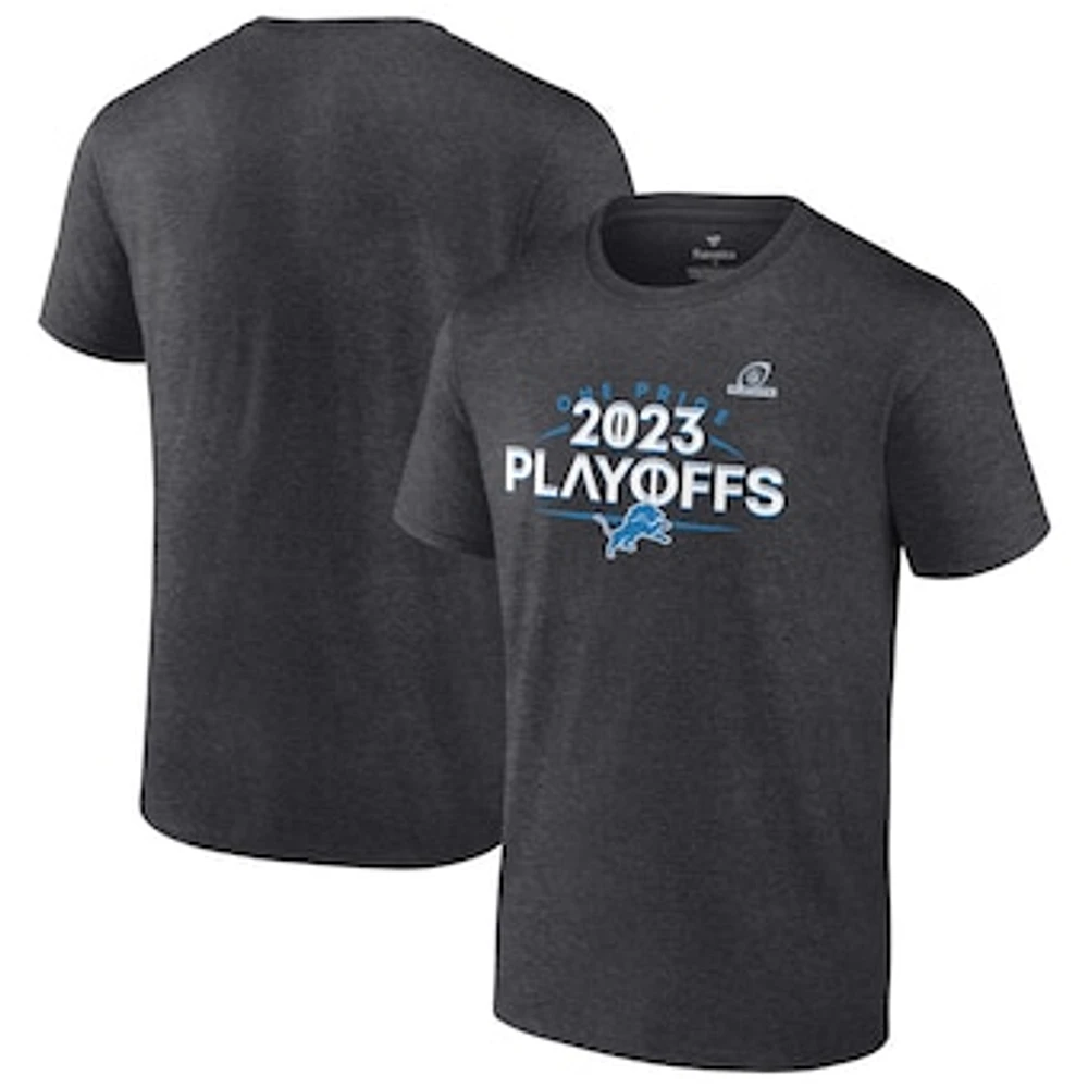 Men's  Heather Charcoal Detroit Lions 2023 NFL Playoffs T-Shirt