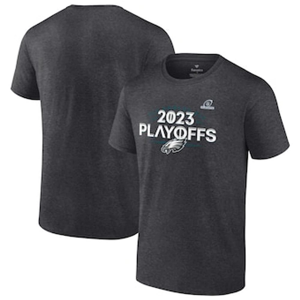 Men's Fanatics  Heather Charcoal Philadelphia Eagles 2023 NFL Playoffs T-Shirt