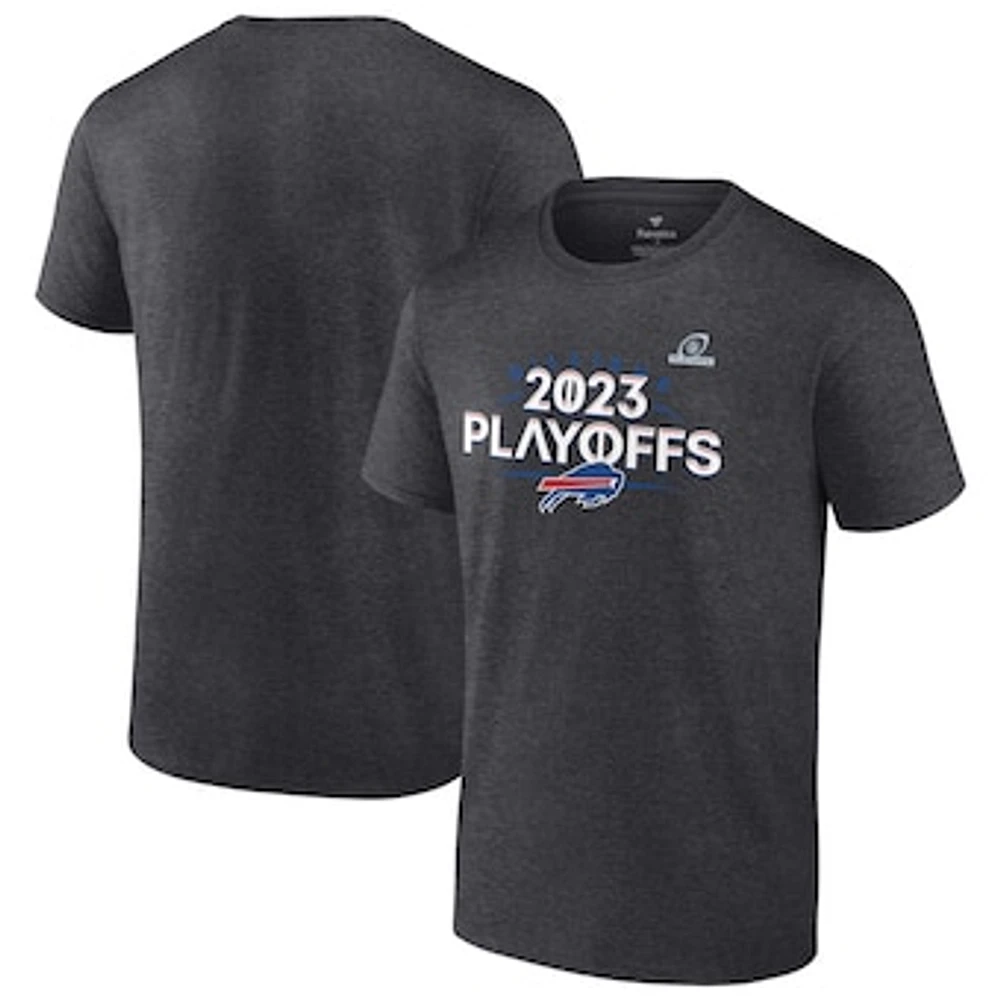 Men's Fanatics Heather Charcoal Buffalo Bills 2023 NFL Playoffs T-Shirt