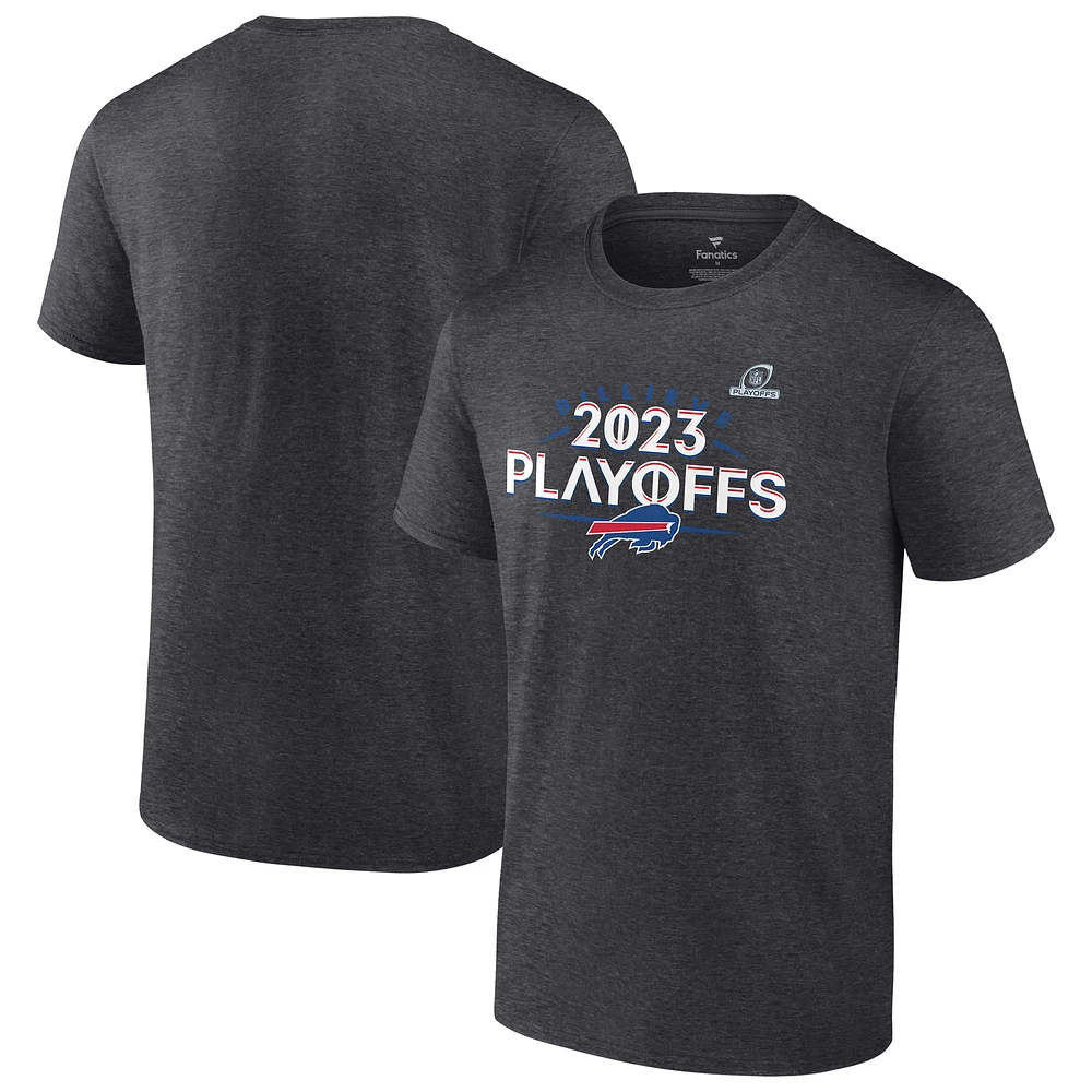 Men's Fanatics Heather Charcoal Buffalo Bills 2023 NFL Playoffs T-Shirt