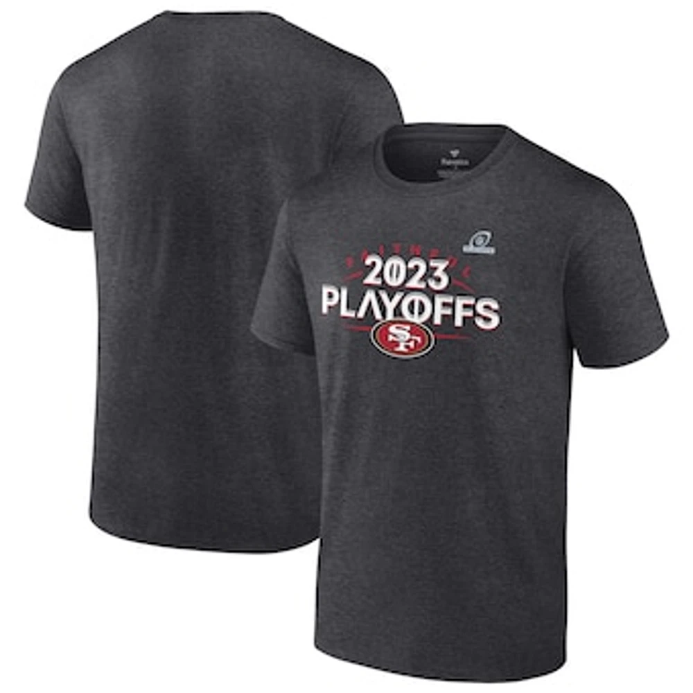 Men's Fanatics  Heather Charcoal San Francisco 49ers 2023 NFL Playoffs T-Shirt