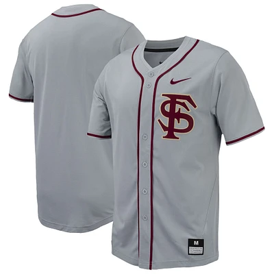 Men's Nike Gray Florida State Seminoles Replica Full-Button Baseball Jersey