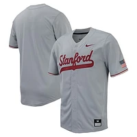 Men's Nike Gray Stanford Cardinal Replica Full-Button Baseball Jersey