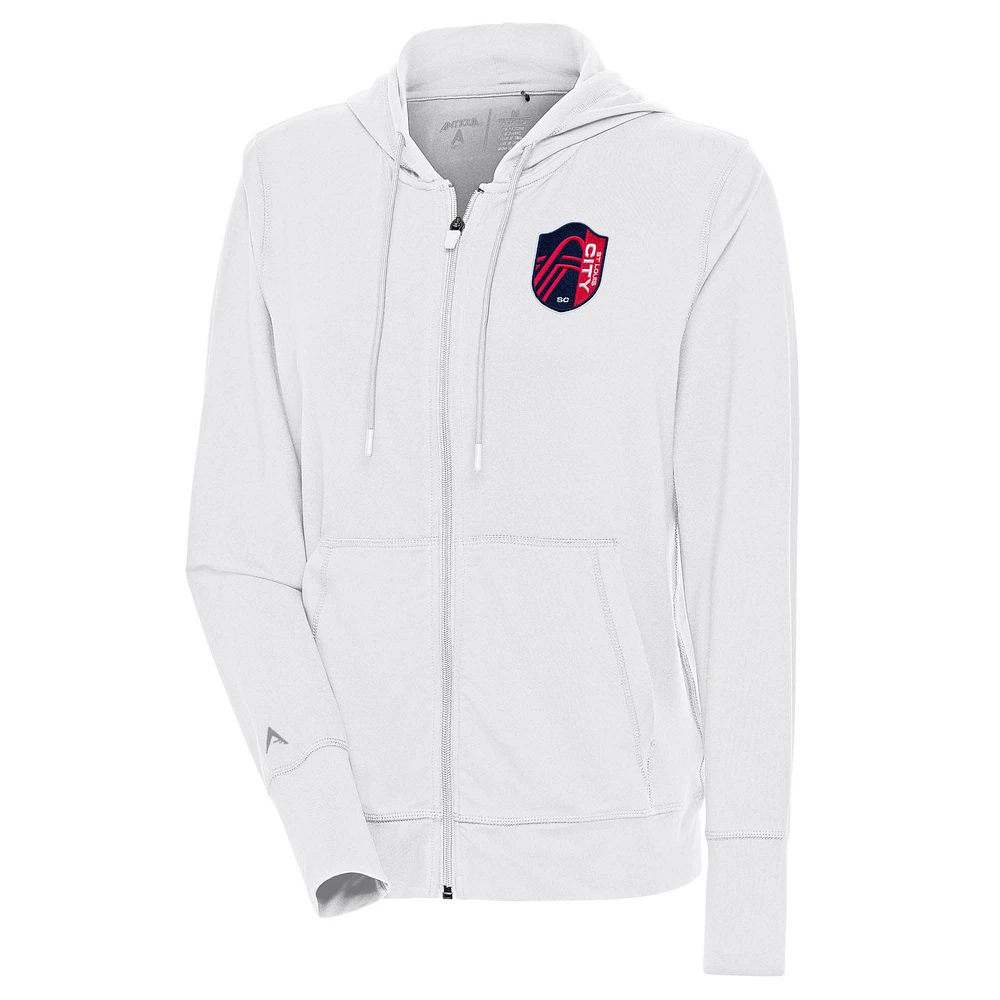 Women's Antigua White St. Louis City SC Moving Full-Zip Hoodie Jacket