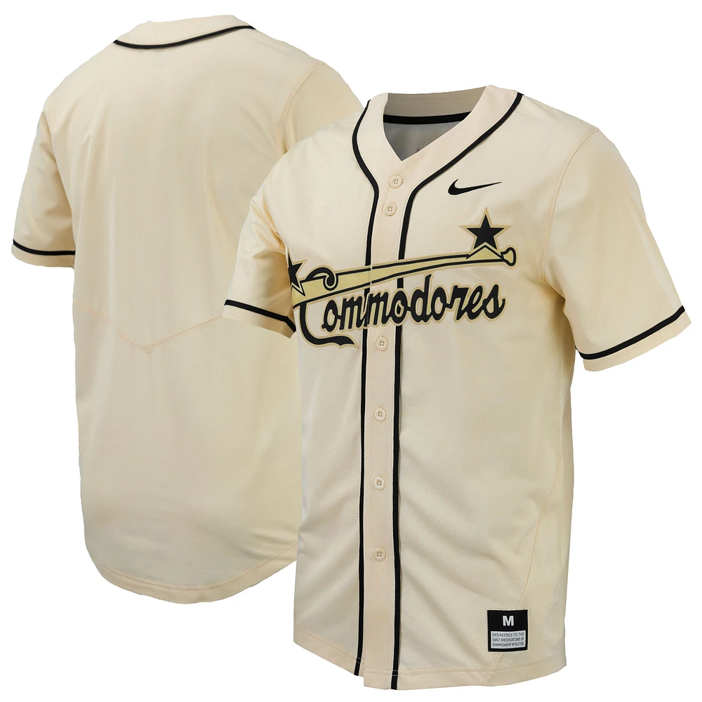 Men's Nike  Natural Vanderbilt Commodores Replica Full-Button Baseball Jersey