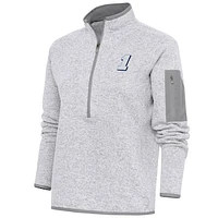 Women's Antigua Heather Gray Ross Chastain Fortune Half-Zip Pullover Top