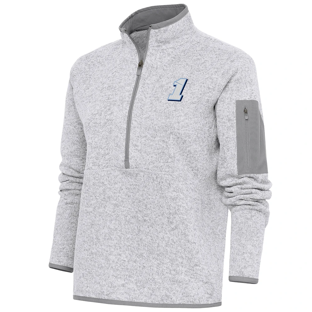 Women's Antigua Heather Gray Ross Chastain Fortune Half-Zip Pullover Top