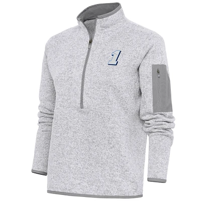Women's Antigua Heather Gray Ross Chastain Fortune Half-Zip Pullover Top