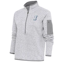 Women's Antigua Heather Gray Ross Chastain Fortune Half-Zip Pullover Top