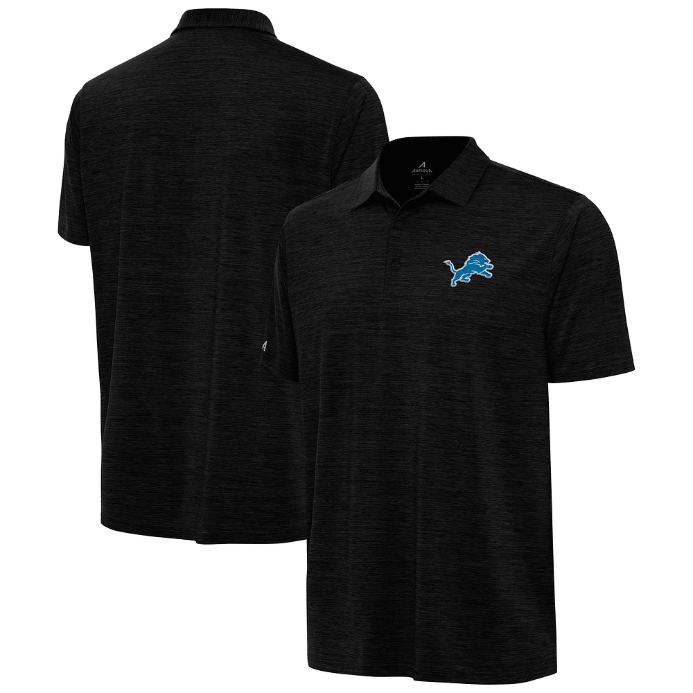 Men's Antigua Heather Black Detroit Lions Layout Polo