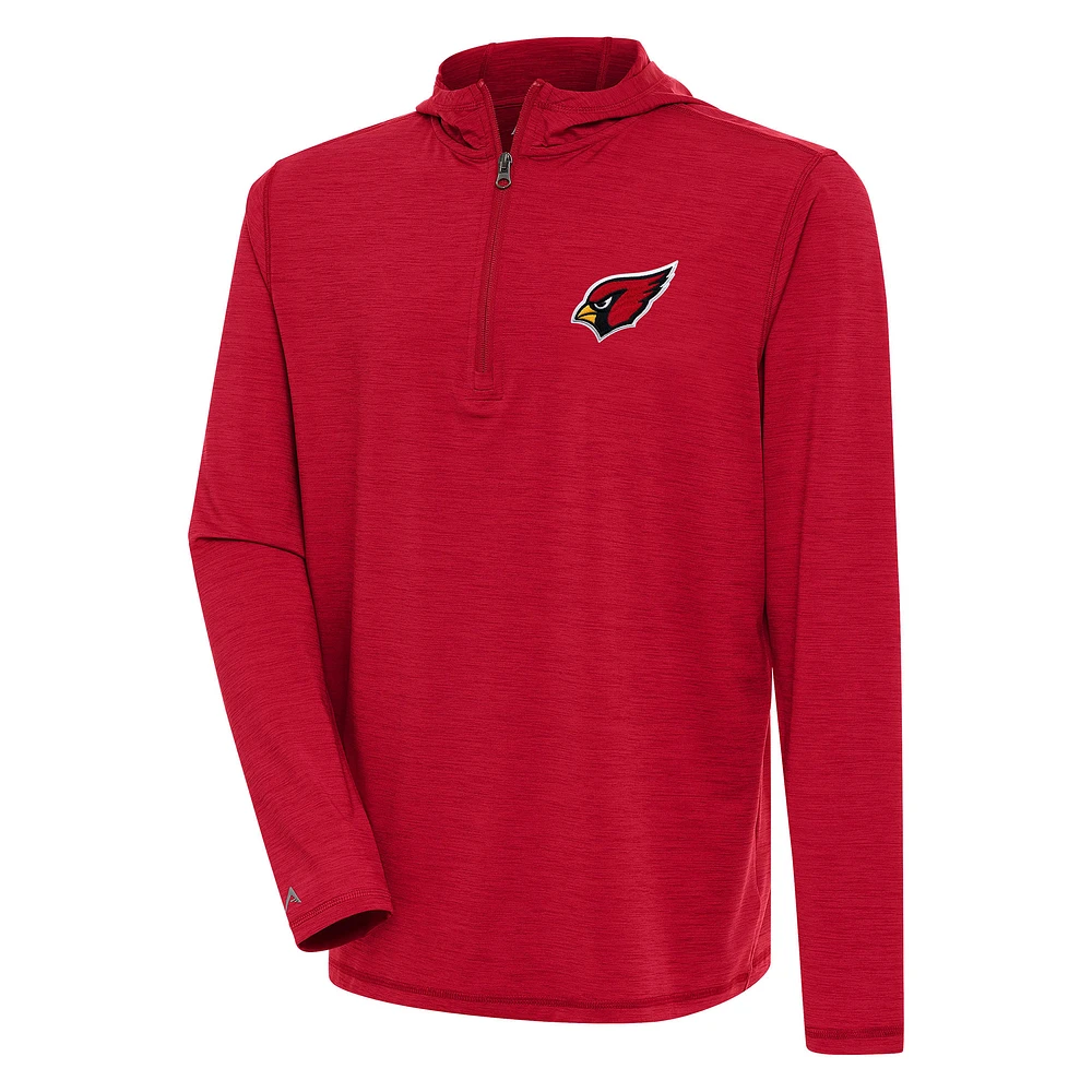 Men's Antigua Heather Red Arizona Cardinals Tidy Quarter-Zip Pullover Hoodie