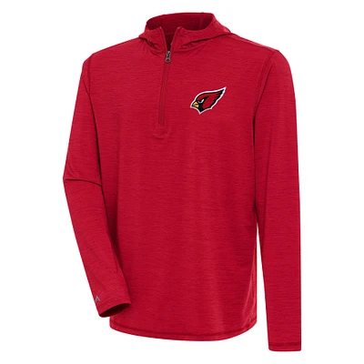 Men's Antigua  Heather Red Arizona Cardinals Tidy Quarter-Zip Pullover Hoodie