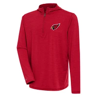 Men's Antigua  Heather Red Arizona Cardinals Tidy Quarter-Zip Pullover Hoodie