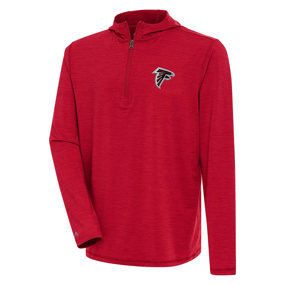 Men's Antigua Heather Red Atlanta Falcons Tidy Quarter-Zip Pullover Hoodie