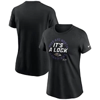 Women's Nike  Black Baltimore Ravens 2023 AFC North Division Champions Locker Room Trophy Collection T-Shirt