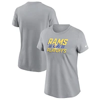 Women's Nike Gray Los Angeles Rams 2023 NFL Playoffs Iconic T-Shirt