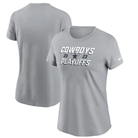 Women's Nike  Gray Dallas Cowboys 2023 NFL Playoffs Iconic T-Shirt