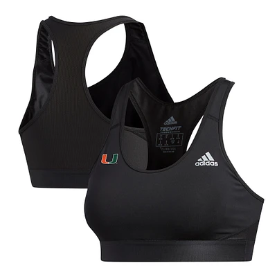 Women's adidas  Black Miami Hurricanes Alphaskin Sports Bra