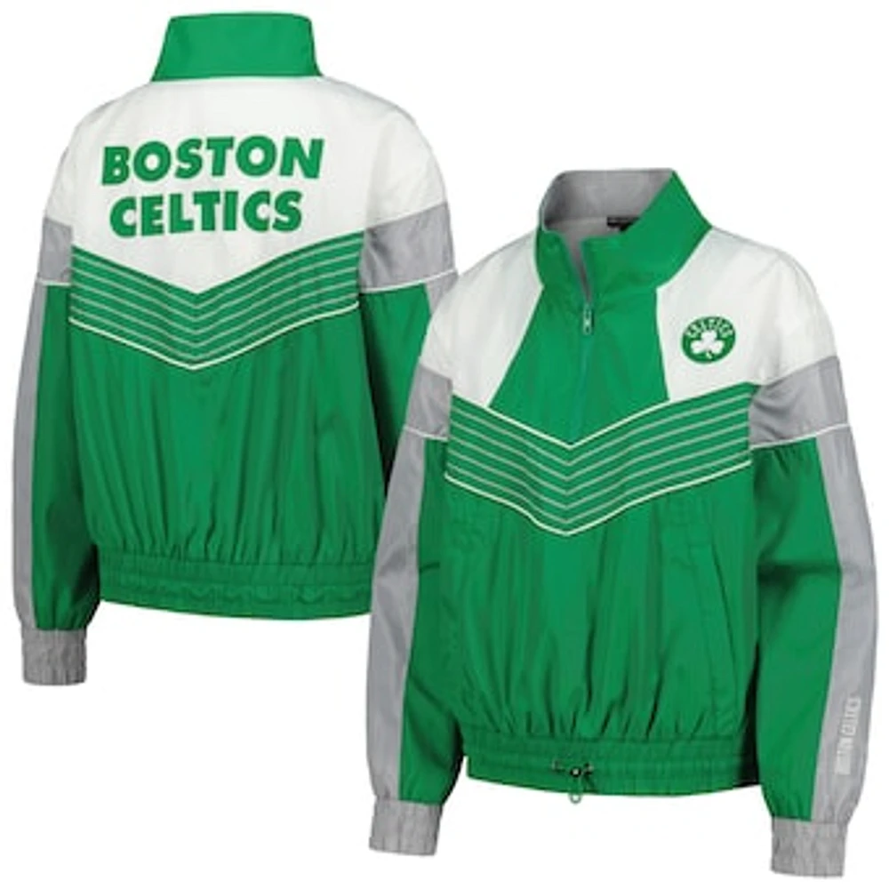 Women's The Wild Collective Kelly Green Boston Celtics Courtside Half-Zip Track Jacket