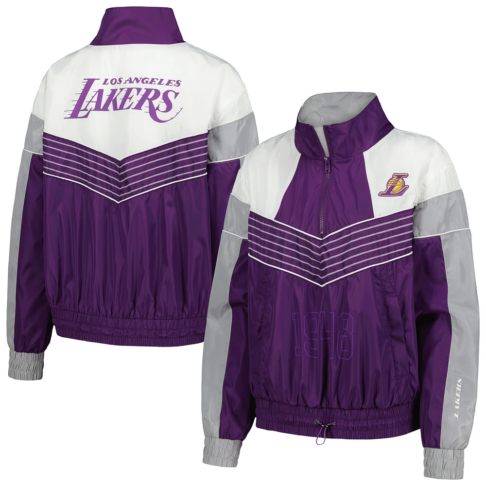 Women's The Wild Collective Purple Los Angeles Lakers Courtside Half-Zip Track Jacket