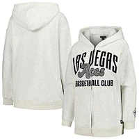 Women's The Wild Collective Heather Gray Las Vegas Aces Washed Full-Zip Hoodie