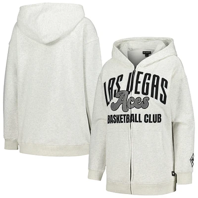 Women's The Wild Collective Heather Gray Las Vegas Aces Washed Full-Zip Hoodie