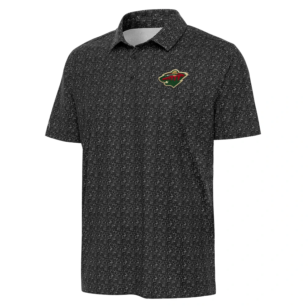 Men's Antigua Black Minnesota Wild Figment Polo