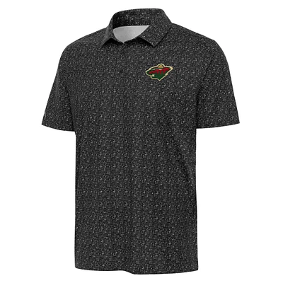 Men's Antigua  Black Minnesota Wild Figment Polo