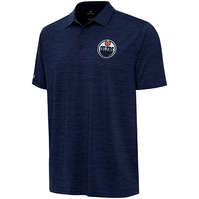 Men's Antigua  Heather Navy Edmonton Oilers Layout Polo