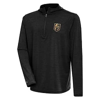 Men's Antigua  Heather Black Vegas Golden Knights Tidy Quarter-Zip Pullover Hoodie