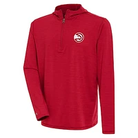 Men's Antigua Heather Red Atlanta Hawks Tidy Quarter-Zip Lightweight Pullover Top