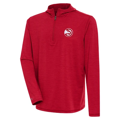 Men's Antigua Heather Red Atlanta Hawks Tidy Quarter-Zip Lightweight Pullover Top