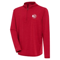 Men's Antigua Heather Red Atlanta Hawks Tidy Quarter-Zip Lightweight Pullover Top