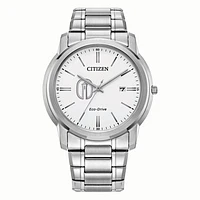 Men's Citizen Watch Silver Trinity Tigers Eco-Drive White Dial Stainless Steel Watch