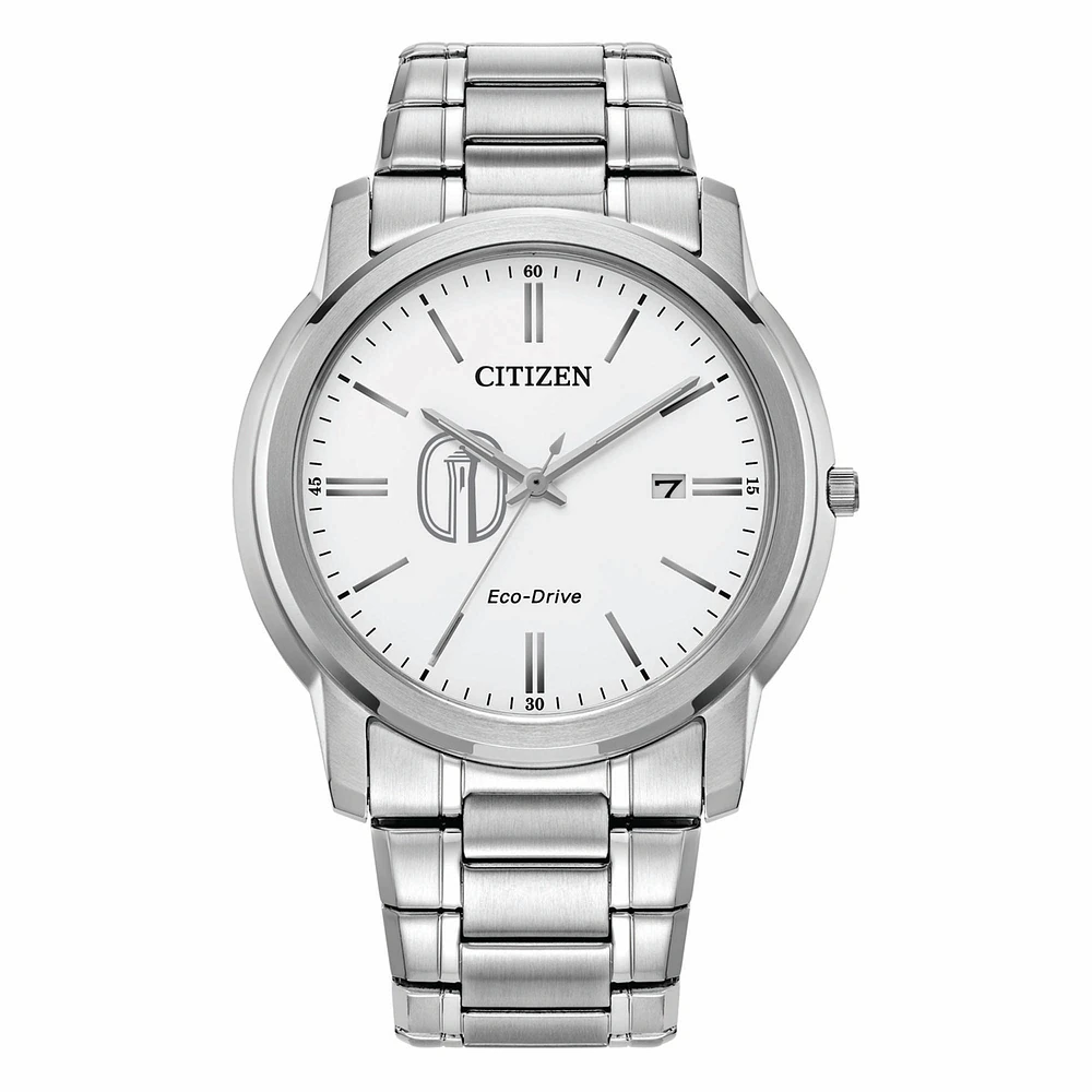 Men's Citizen Watch Silver Trinity Tigers Eco-Drive White Dial Stainless Steel Watch
