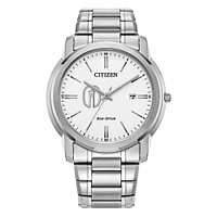 Men's Citizen Watch Silver Trinity Tigers Eco-Drive White Dial Stainless Steel Watch