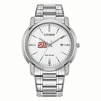 Men's Citizen Watch Silver Saint Francis Red Flash Eco-Drive White Dial Stainless Steel Watch