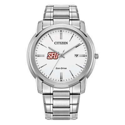 Men's Citizen Watch Silver Saint Francis Red Flash Eco-Drive White Dial Stainless Steel Watch