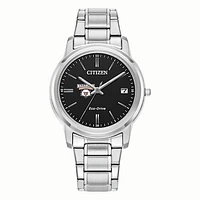 Women's Citizen Watch Silver Nazareth University Golden Flyers Eco-Drive Black Dial Stainless Steel Watch