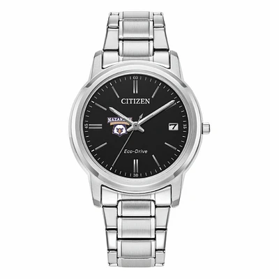 Women's Citizen Watch Silver Nazareth University Golden Flyers Eco-Drive Black Dial Stainless Steel Watch