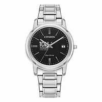 Women's Citizen Watch Silver College of New Jersey Lions Eco-Drive Black Dial Stainless Steel Watch