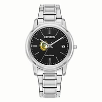 Women's Citizen Watch Silver Point Loma Sea Lions Eco-Drive Black Dial Stainless Steel Watch