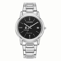 Women's Citizen Watch Silver Stevens Institute of Technology Ducks Eco-Drive Black Dial Stainless Steel Watch