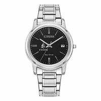 Women's Citizen Watch Silver Stevens Institute of Technology Ducks Eco-Drive Black Dial Stainless Steel Watch